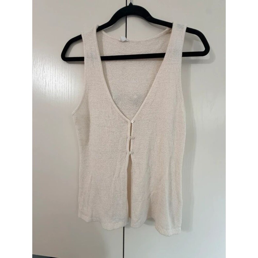 Garage Cream Button Front Knit Vest Coquette Cami Top
